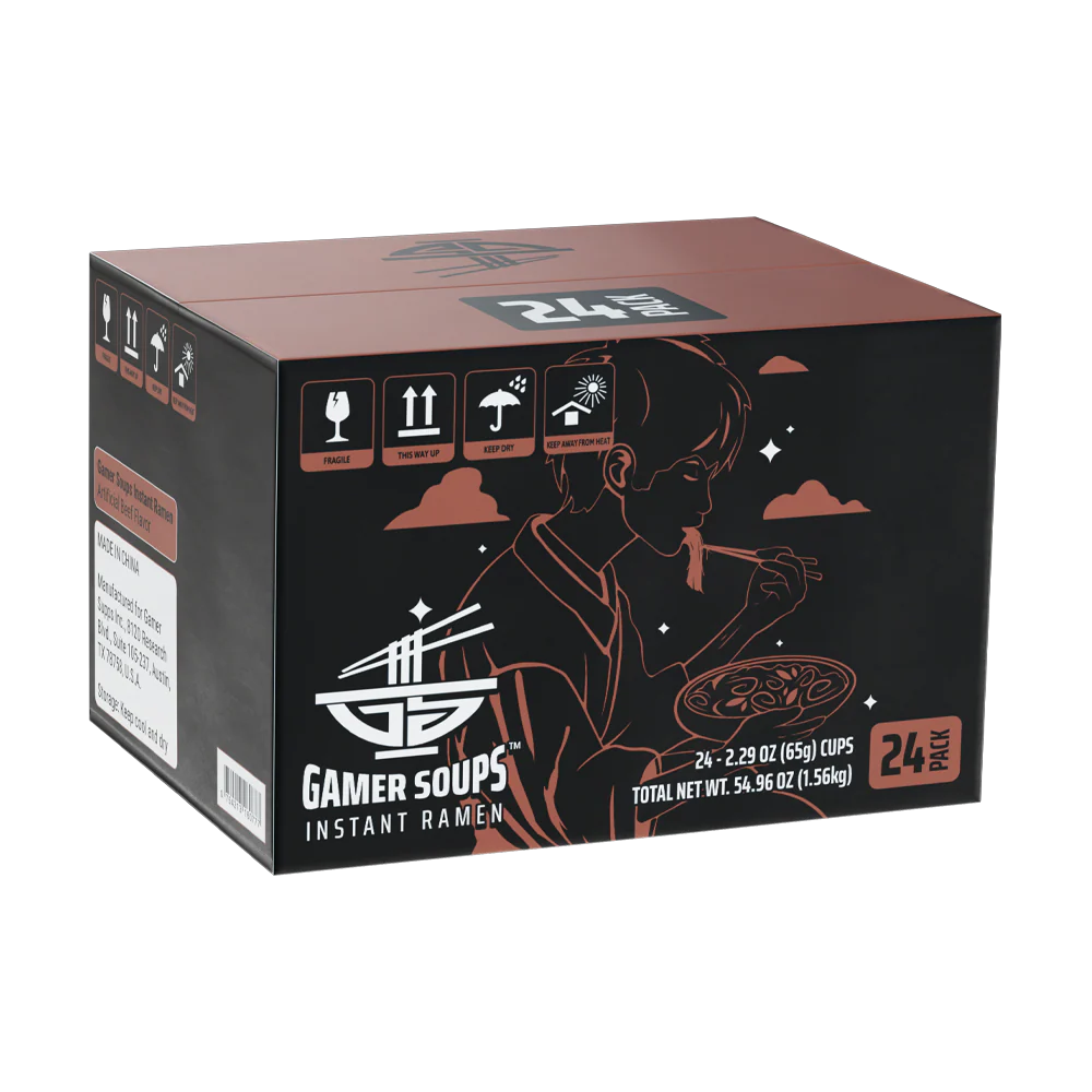 Gamer Soups Instant Noodles - Beef (24 Cup Box) - Image 2