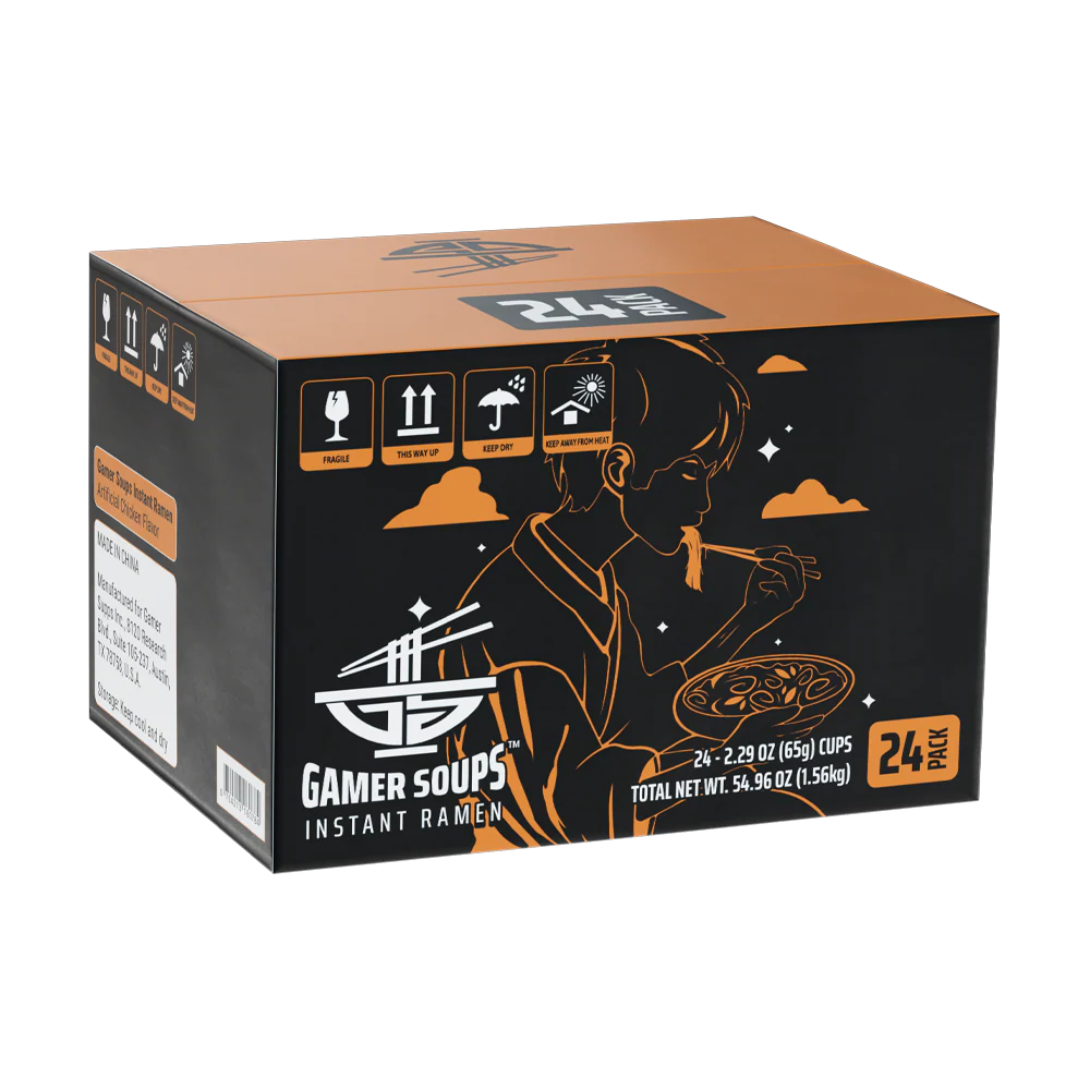 Gamer Soups Instant Noodles - Chicken (24 Cup Box) - Image 2