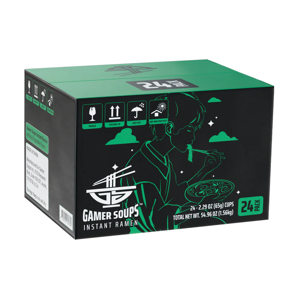 Gamer Soups Instant Noodles - Vegetable (24 Cup Box) - Image 2