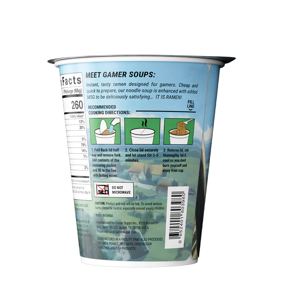 Gamer Soups Instant Noodles - Vegetable (24 Cup Box) - Image 6
